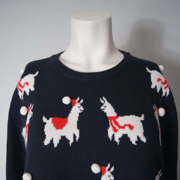 M&S COLLECTION MARKS SPENCER Black CHRISTMAS POM POM Alpaca JUMPER TOP X-Large - Picture 2 of 6